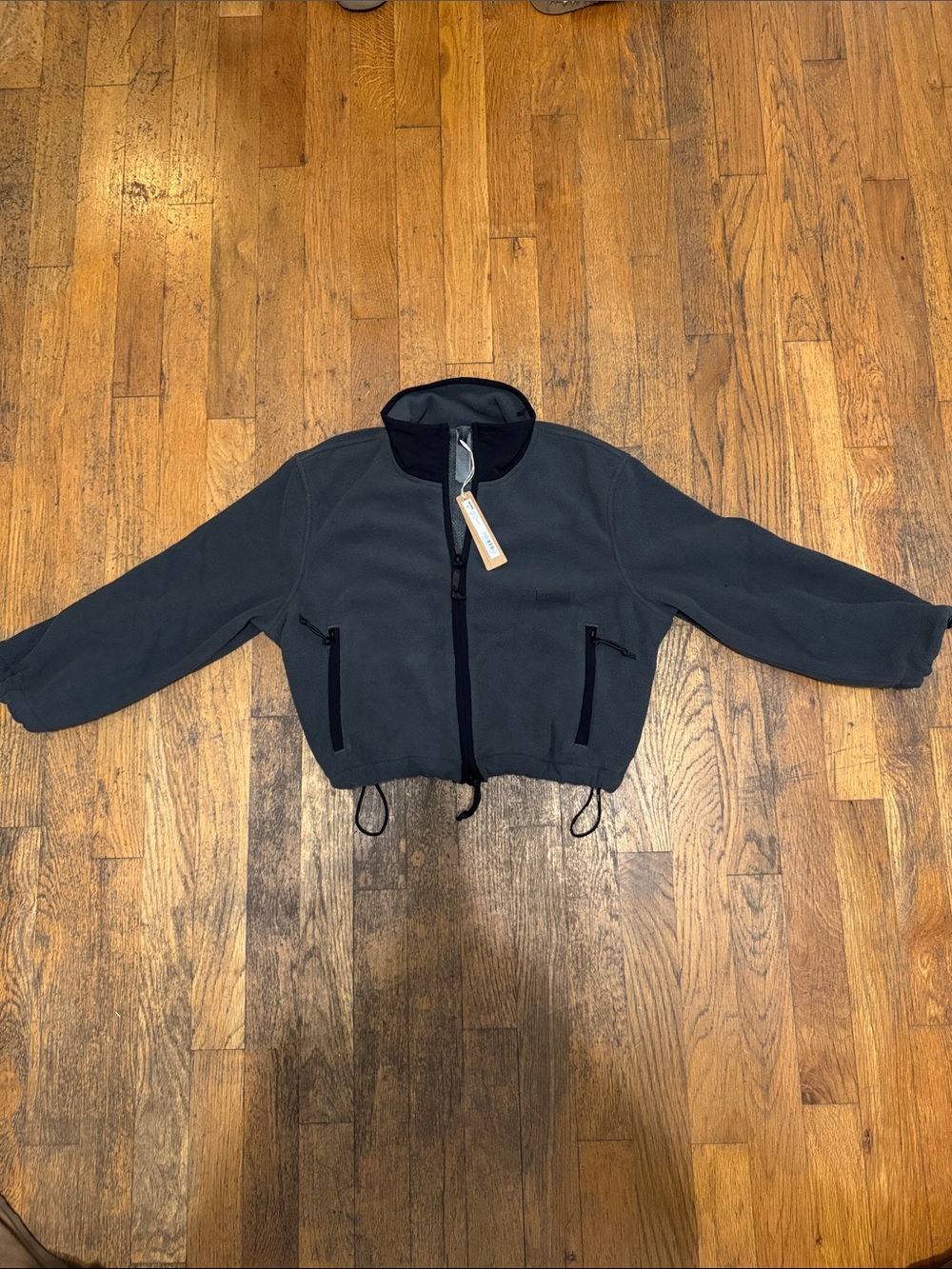 SKIMS Charcoal Gray Cropped Fleece Jacket